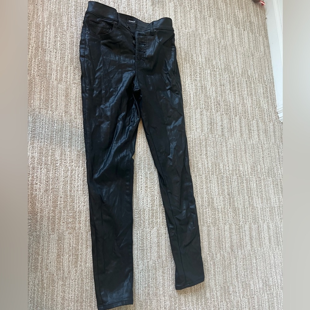 Express Women's Shiny Black Skinny Jeans
